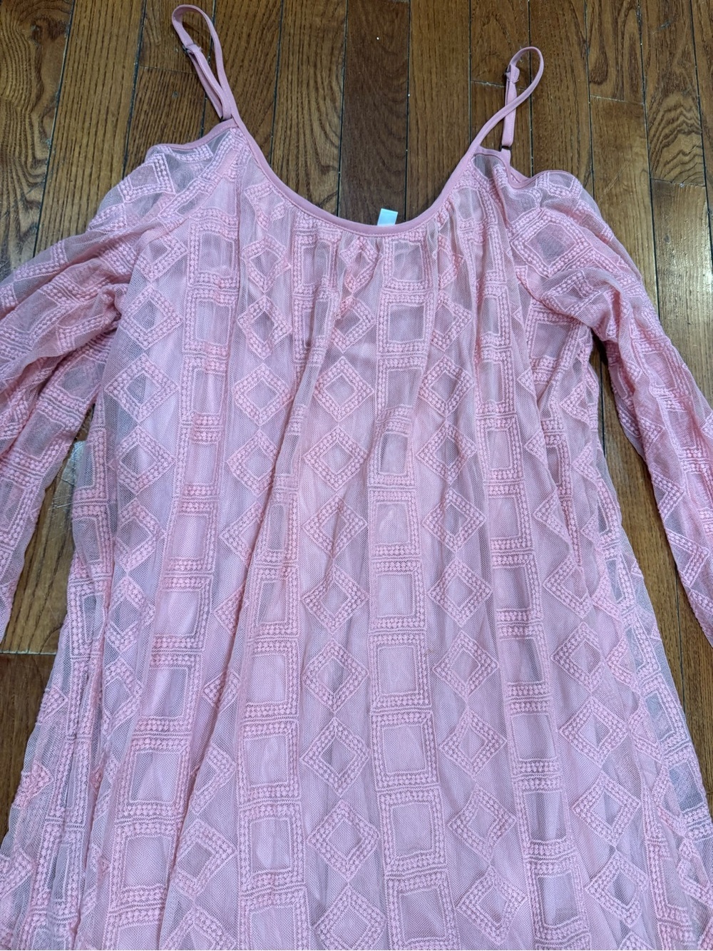 Xhilaration Blush Pink Lace Cold-Shoulder Mini Dress - Picture 4 of 8